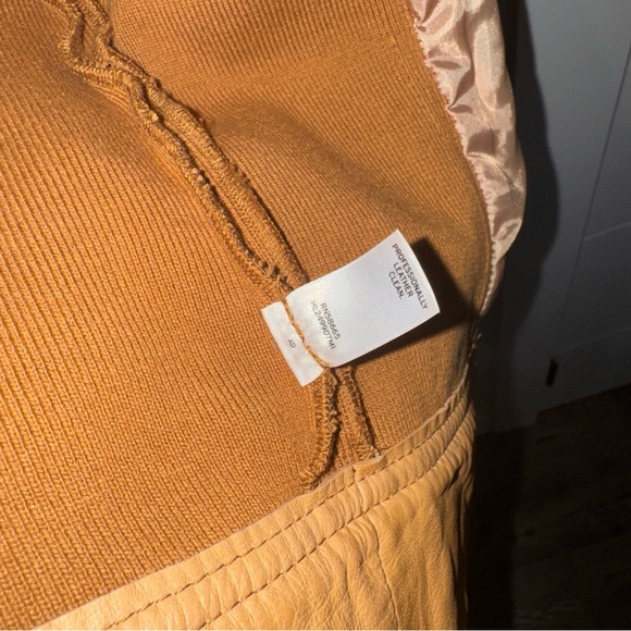 Trouve Leather ZIP Jacket Cotton Blend Medium Tan Camel Color - Picture 4 of 14